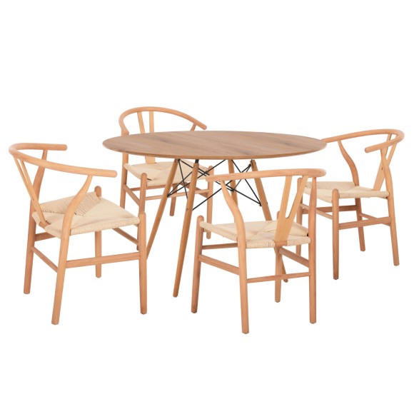 ΣΕΤ ΤΡΑΠΕΖΑΡΙΑΣ 5ΤΜΧ FB921188 ΜΕ 4 ΚΑΡΕΚΛΕΣ & ΣΤΡΟΓΓΥΛΟ ΤΡΑΠΕΖΙ