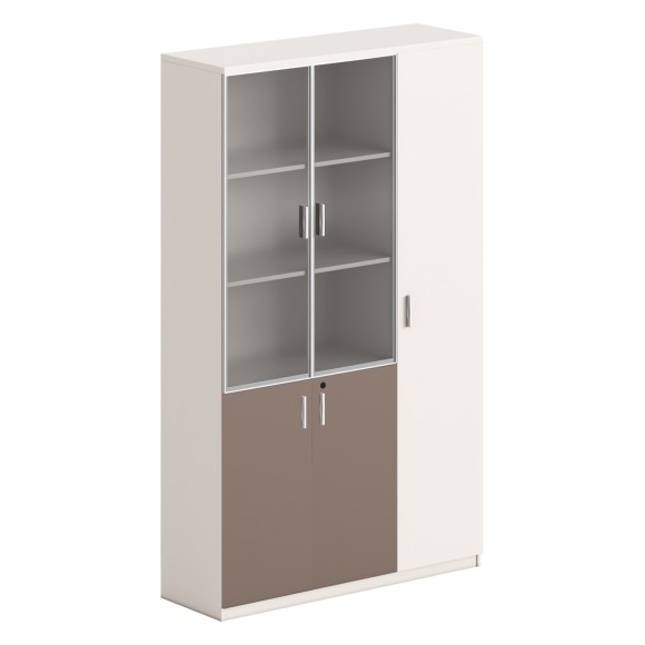 ΒΙΒΛΙΟΘΗΚΗ/ΝΤΟΥΛΑΠΙ FB918280 ΜΕΛΑΜΙΝΗ ΛΕΥΚΗ-ΑΝΟΙΧΤΟ ΚΑΦΕ--ΓΥΑΛΙ 120x40x200Υεκ