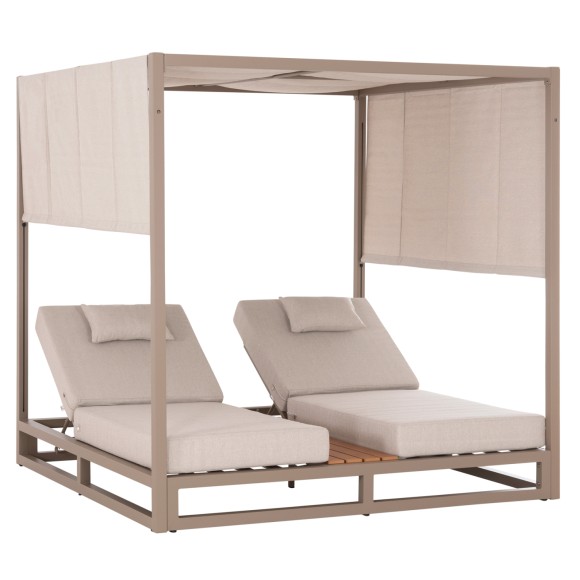 ΔΙΠΛΗ ΞΑΠΛΩΣΤΡΑ ΑΛΟΥΜΙΝΙΟΥ ΠΑΡΑΛΙΑΣ ΜΕ ΣΚΙΑΣΤΡΟ FB96097.04 ΚΑΠΟΥΤΣΙΝΟ 2x2x2μ