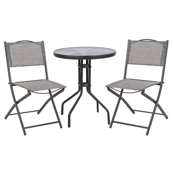 ΣΕΤ ΕΞ.ΧΩΡΟΥ 3ΤΜΧ FB921038.01 ΜΕΤΑΛΛΙΚΟ ΣΤΡΟΓΓΥΛΟ ΤΡΑΠΕΖΙ & 2 ΠΤΥΣΣΟΜΕΝΕΣ ΚΑΡΕΚΛΕΣ ΓΚΡΙ