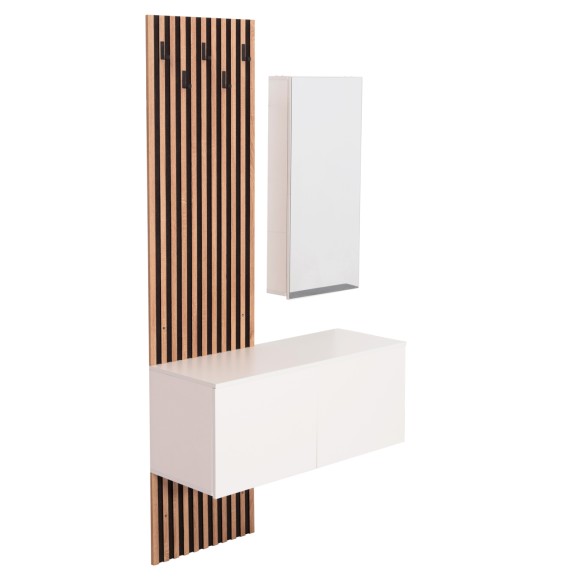 ΕΠΙΠΛΟ ΕΙΣΟΔΟΥ ΜΕ ΚΑΘΡΕΠΤΗ FB918080.01 ΜΕΛΑΜΙΝΗ ΣΟΝΑΜΑ-ΛΕΥΚΟ 100x37x200Υεκ