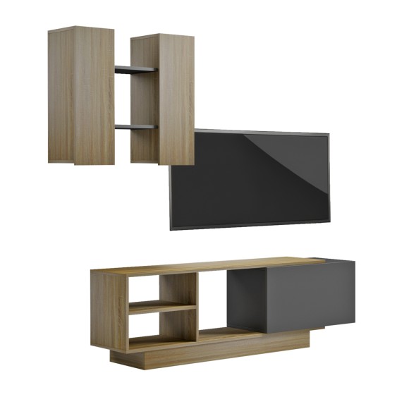 ΣΥΝΘΕΣΗ ΤΗΛΕΟΡΑΣΗΣ FB918081 ΜΕΛΑΜΙΝΗ ΣΟΝΑΜΑ-ΓΚΡΙ 140x31.5x43.5Υεκ.