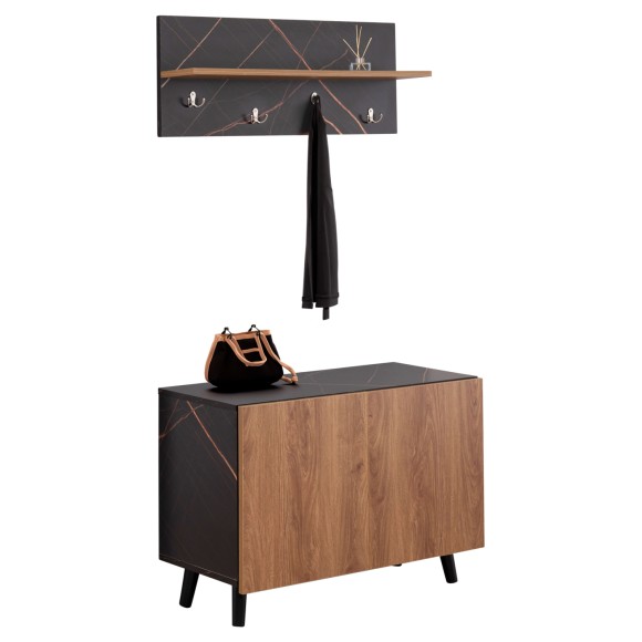 ΕΠΙΠΛΟ ΕΙΣΟΔΟΥ FB98876.12 ΜΕΛΑΜΙΝΗ ΣΕ ΦΥΣΙΚΟ-ΜΑΥΡΟ ΜΑΡΜΑΡΟ 80x31.5x52Yεκ