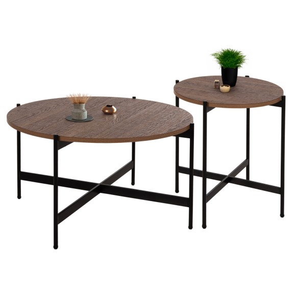 ΣΕΤ 2ΤΜΧ ΤΡΑΠΕΖΙΑ ΣΑΛΟΝΙΟΥ FB921089.03 MDF ΣΕ ΚΑΡΥΔΙ ΧΡΩΜΑ Φ80εκ & Φ50εκ