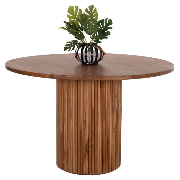 ΤΡΑΠΕΖΙ ΤΡΑΠΕΖΑΡΙΑΣ ΣΤΡΟΓΓΥΛΟ FB99896 ΞΥΛΟ ΤΕΑΚ- 3εκ. πάχος επιφ.- Φ130x79,5Υεκ