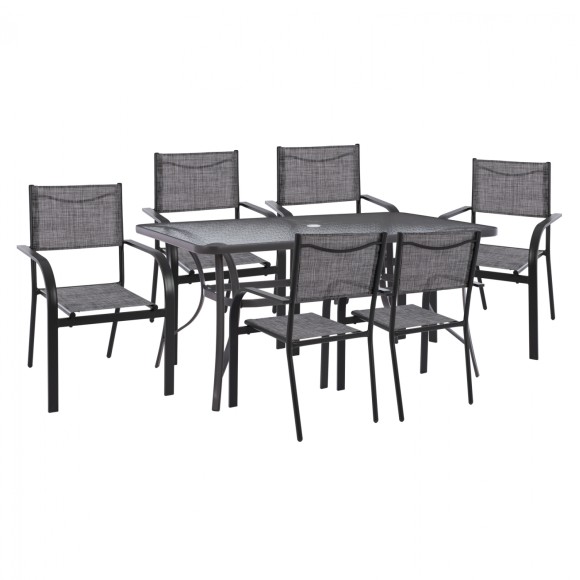 ΣΕΤ ΤΡΑΠΕΖΑΡΙΑΣ 7 ΤΜΧ ΤΡΑΠΕΖΙ ΓΚΡΙ 150X90 ΚΑΙ ΠΟΛΥΘΡΟΝΑ TEXTLINE ΓΚΡΙ FB911532.01