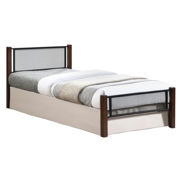 ΚΡΕΒΑΤΙ ΜΟΝΟ FB9689 ΞΥΛΟ ΣΕ DIRTY OAK-ΜΕΤΑΛΛΟ ΣΕ ΜΑΥΡΟ--ΓΙΑ 90x190εκ