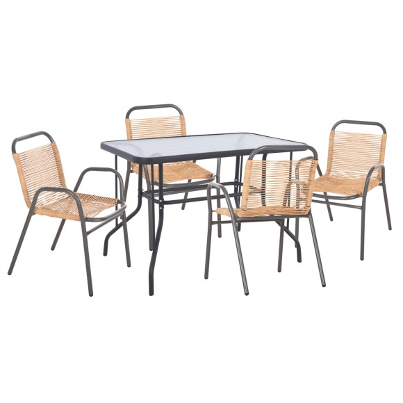 ΣΕΤ ΤΡΑΠΕΖΑΡΙΑΣ 5ΤΜΧ FB921221.01 ΚΑΡΕΚΛΕΣ ΜΕΤΑΛ. & ΤΡΑΠΕΖΙ 110x60 ΓΚΡΙ-ΦΥΣΙΚΟ