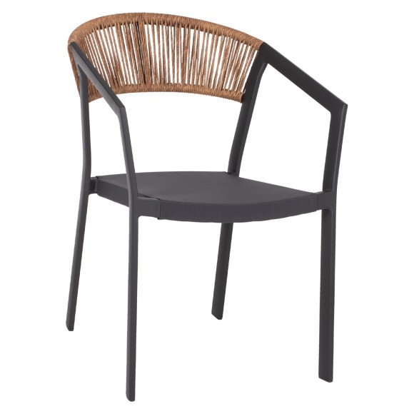 ΠΟΛΥΘΡΟΝΑ ΑΛΟΥΜΙΝΙΟΥ FB95891.01 ΑΝΘΡΑΚΙ ΣΚΕΛΕΤΟΣ&TEXTLINE-ΜΠΕΖ RATTAN 57x53x80Υεκ.