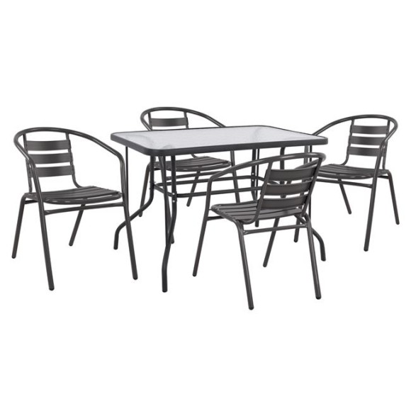 ΣΕΤ 5ΤΜΧ ΜΕ ΤΡΑΠΕΖΙ 110Χ60Χ71Υ & ΠΟΛΥΘΡΟΝΕΣ ΓΚΡΙ ΧΡΩΜΑ FB921220.01