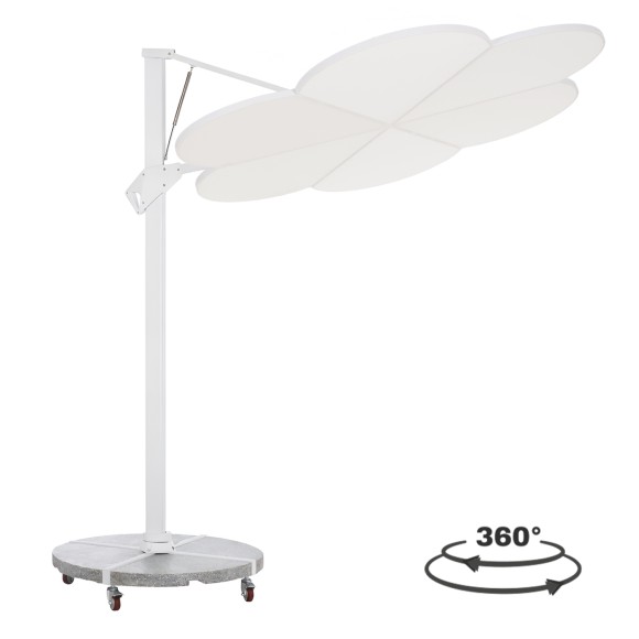 ΟΜΠΡΕΛΑ ΜΕ ΒΑΣΗ (flower) FB921286.02 ΑΛΟΥΜΙΝΙΟ-ΓΡΑΝΙΤΗΣ-ΛΕΥΚΟ 2,38x2,2μ