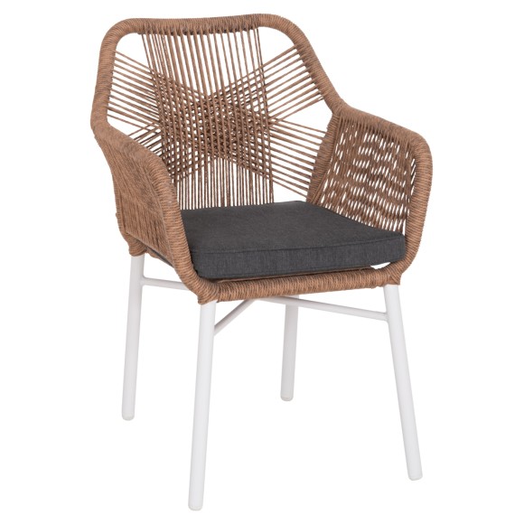 ΠΟΛΥΘΡΟΝΑ FB96048.01 ΑΛΟΥΜΙΝΙΟ ΛΕΥΚΟ-P.E. RATTAN ΑΝΟΙΧΤΟ ΚΑΦΕ-ΜΑΞΙΛΑΡΙ ΓΚΡΙ 58x60x83Υ εκ