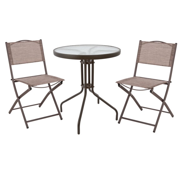 ΣΕΤ ΕΞ.ΧΩΡΟΥ 3ΤΜΧ FB921038.02 ΜΕΤΑΛΛΙΚΟ ΣΤΡΟΓΓΥΛΟ ΤΡΑΠΕΖΙ & 2 ΠΤΥΣΣΟΜΕΝΕΣ ΚΑΡΕΚΛΕΣ ΚΑΦΕ