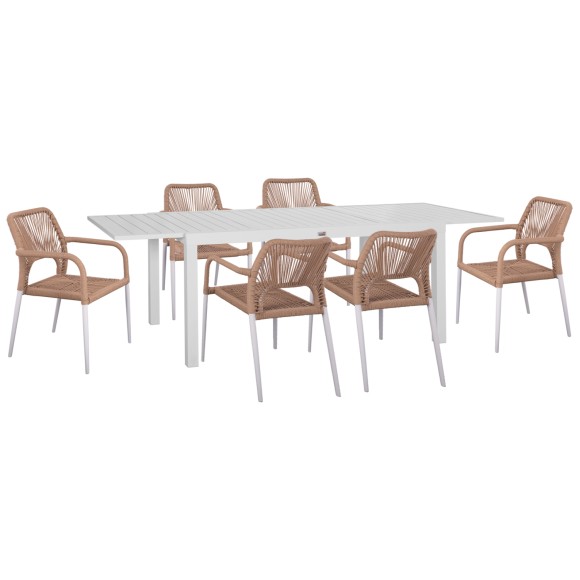 ΣΕΤ ΤΡΑΠΕΖΑΡΙΑΣ ΕΞ.ΧΩΡΟΥ 7ΤΜΧ FB921131 ΛΕΥΚΟ ΑΛΟΥΜΙΝΙΟ--P.E.RATTAN