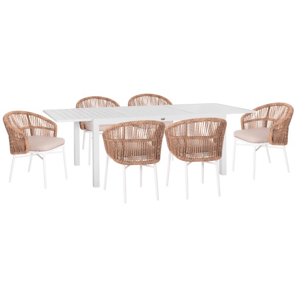 ΣΕΤ ΤΡΑΠΕΖΑΡΙΑΣ ΕΞ.ΧΩΡΟΥ 7ΤΜΧ FB921148 ΛΕΥΚΟ ΑΛΟΥΜΙΝΙΟ-P.E.RATTAN