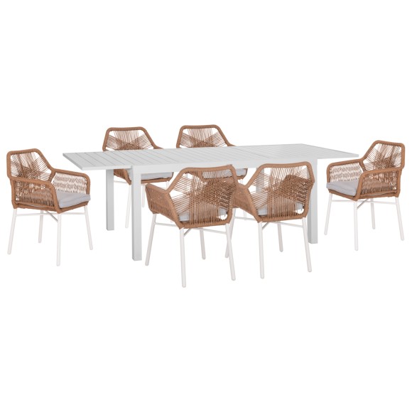 ΣΕΤ ΤΡΑΠΕΖΑΡΙΑΣ ΕΞ.ΧΩΡΟΥ 7ΤΜΧ FB921132 ΛΕΥΚΟ ΑΛΟΥΜΙΝΙΟ--P.E.TWISTED RATTAN