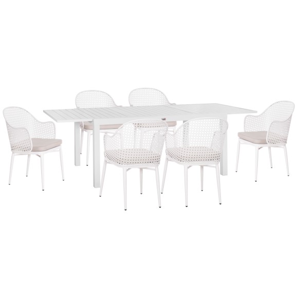 ΣΕΤ ΤΡΑΠΕΖΑΡΙΑΣ ΕΞ.ΧΩΡΟY FB921147 ΤΡΑΠΕΖΙ ΜΕ 6 ΠΟΛΥΘΡΟΝΕΣ--ΛΕΥΚΟ ΑΛΟΥΜΙΝΙΟ