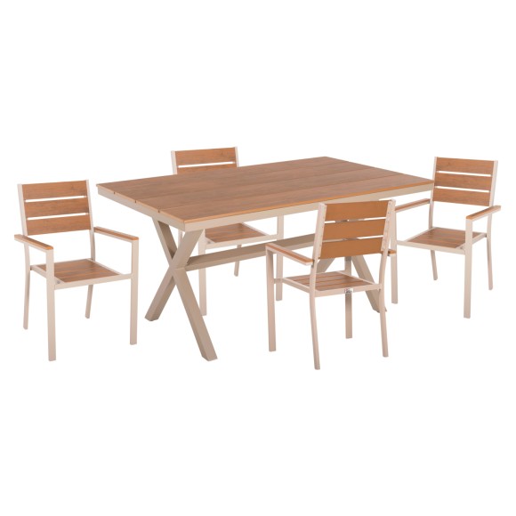 ΣΕΤ ΤΡΑΠΕΖΑΡΙΑΣ FB921196 ΤΡΑΠΕΖΙ & 4 ΠΟΛΥΘΡΟΝΕΣ-ΑΛΟΥΜΙΝΙΟ & POLYWOOD-ΣΑΜΠΑΝΙ