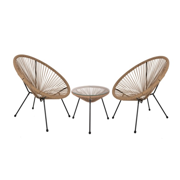 ΣΕΤ ΕΞΩΤ.ΧΩΡΟΥ 3ΤΜΧ FB921111 ΤΡΑΠΕΖΙ & 2 ΠΟΛΥΘΡΟΝΕΣ ΣΕ ΜΑΥΡΟ-ΜΠΕΖ