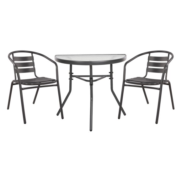 ΣΕΤ ΕΞΩΤ.ΧΩΡΟΥ 3ΤΜΧ FB921112 ΤΡΑΠΕΖΙ ΗΜΙΚΥΚΛΙΚΟ & 2 ΠΟΛΥΘΡΟΝΕΣ- ΓΚΡΙ