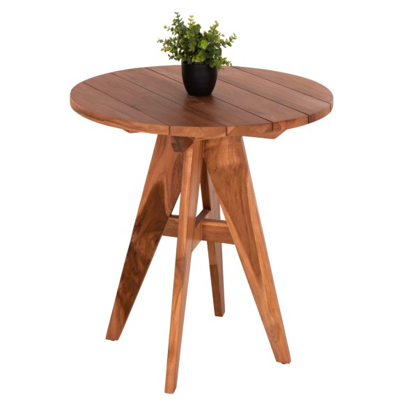 ΤΡΑΠΕΖΙ ΣΤΡΟΓΓΥΛΟ FB99917 ΜΑΣΙΦ ΞΥΛΟ ΤΕΑΚ ΣΕ ΦΥΣΙΚΟ Φ70x75Υεκ.