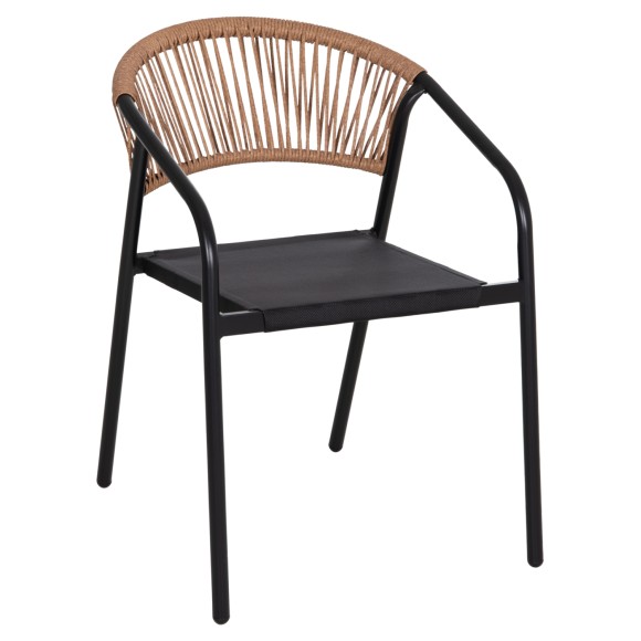 ΠΟΛΥΘΡΟΝΑ FB96430.03 ΜΑΥΡΟ ΜΕΤΑΛΛΟ & TEXTILENE--ΜΠΕΖ P.E.RATTAN 53x58x75Υεκ