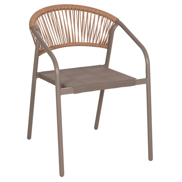 ΠΟΛΥΘΡΟΝΑ FB96430.04 ΣΑΜΠΑΝΙ ΜΕΤΑΛΛΟ & TEXTILENE--ΜΠΕΖ P.E.RATTAN 53x58x75Υεκ