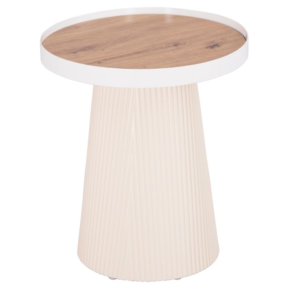 ΤΡΑΠΕΖΑΚΙ ΒΟΗΘΗΤΙΚΟ FB918023.02 MDF TOP ΦΥΣΙΚΟ ΞΥΛΟΥ-ΒΑΣΗ ΛΕΥΚΗ Φ45x51,5Υεκ.