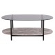 ΤΡΑΠΕΖΙ ΣΑΛΟΝΙΟΥ ΟΒΑΛ FB918040 ΓΥΑΛΙ ΦΙΜΕ TOP-GREY MARBLE ΜΕΛΑΜΙΝΗ 110x50x43Υεκ