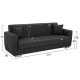 ΚΑΝΑΠΕΣ ΚΡΕΒΑΤΙ ΤΡΙΘΕΣΙΟΣ FB93240.03 ΓΚΡΙ 215x85x76Υ εκ.