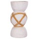 ΔΙΑΚΟΣΜΗΤΙΚΟ ΒΑΖΟ ΔΑΠΕΔΟΥ FB94672.02L TERRACOTTA ΛΕΥΚΟ--RATTAN Φ32x62.5Υεκ.