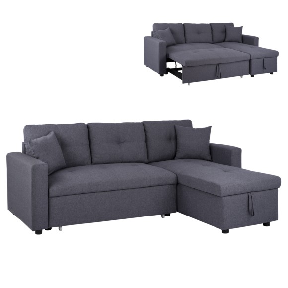 ΚΑΝΑΠΕΣ ΓΩΝΙΑ ΚΡΕΒΑΤΙ 224x147x85Υεκ. FB93028.11 ΓΚΡΙ ΥΦΑΣΜΑ