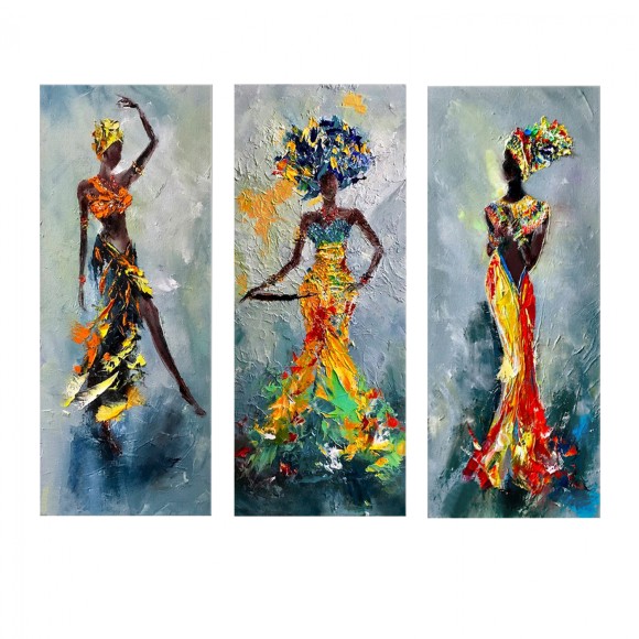 ΠΙΝΑΚΑΣ ΤΡΙΠΤΥΧΟ MDF AFRICAN GIRL IN COLORFUL DRESS FB97204.02 60X0,3X50 εκ.