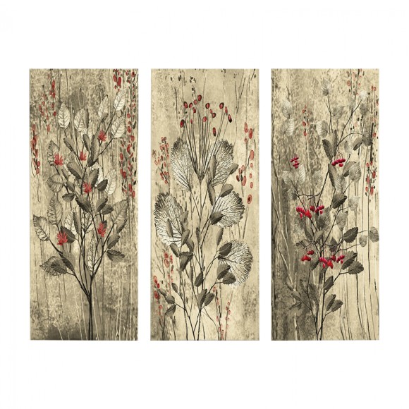 ΠΙΝΑΚΑΣ ΤΡΙΠΤΥΧΟ MDF RED FLOWERS AND BERRIES FB97204.01 60x50x0,3 εκ.