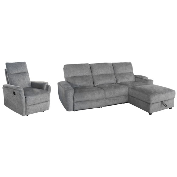 ΣΕΤ ΚΑΝΑΠΕΣ-ΠΟΛΥΘΡΟΝΑ RELAX FB910736.03 ΓΚΡΙ ΥΦΑΣΜΑ-ΗΛ.ΑΝΑΚΛΙΣΗ [R]