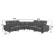 ΓΩΝΙΑΚΟΣ ΚΑΝΑΠΕΣ ΜΕ RECLINE FB93290.01 ΓΚΡΙ ΥΦΑΣΜΑ 260x260x90(κάθισμα)x94Υεκ.
