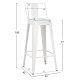 ΣΚΑΜΠΟ BAR ME ΠΛΑΤΗ ΜΕΤΑΛΛΙΚΟ FB98643.41 ΛΕΥΚΟ ΜΑΤ 42x42x100Υεκ.