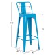 ΣΚΑΜΠΟ BAR ME ΠΛΑΤΗ ΜΕΤΑΛΛΙΚΟ FB98643.48 ΜΠΛΕ 42x42x100Υεκ.