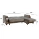 ΓΩΝΙΑΚΟΣ ΚΑΝΑΠΕΣ ΚΡΕΒΑΤΙ ΚΑΦΕ ΓΚΡΙ FB93095 227x155x80 εκ.