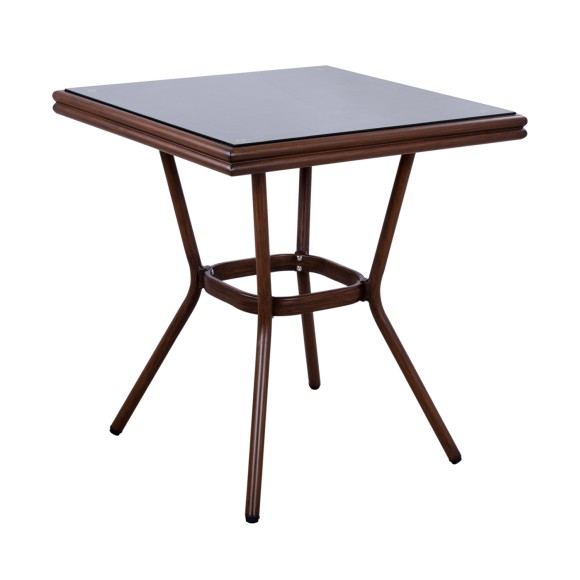 ΤΡΑΠΕΖΙ ΑΛΟΥΜΙΝΙΟΥ 70X70X76Υ ΜΕ ΟΨΗ BAMBOO FB95568.03 ΚΑΦΕ ΜΕ ΓΥΑΛΙ