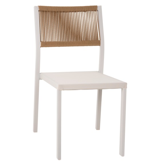 ΚΑΡΕΚΛΑ ΑΛΟΥΜΙΝΙΟΥ ΛΕΥΚΗ ΜΠΕΖ RATTAN & TEXTLINE FB95921.02 46x55,5x83Yεκ.