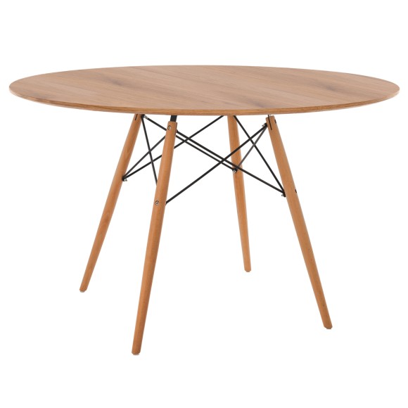ΤΡΑΠΕΖΙ ΣΤΡΟΓΓΥΛΟ FB98454.04 MDF ΣΕ ΦΥΣΙΚΟ-ΠΟΔΙΑ ΟΞΙΑΣ ΣΕ ΦΥΣΙΚΟ Φ120Χ75Υεκ.