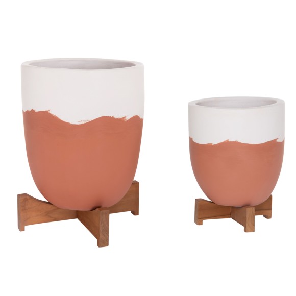 ΓΛΑΣΤΡΕΣ ΣΕΤ 2ΤΜX FB94686.08 TERRACOTTA ΣΕ ΛΕΥΚΟ & ΤΕΡΑΚΟΤΑ--TEAK ΒΑΣΗ