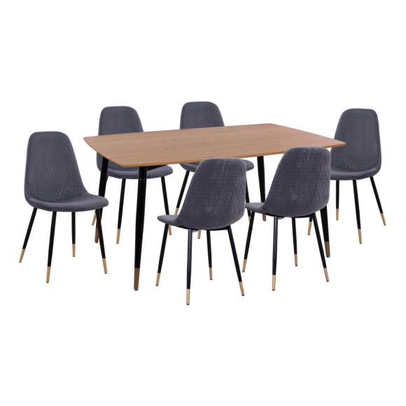 ΣΕΤ ΤΡΑΠΕΖΑΡΙΑΣ 7ΤΜΧ FB911197.01 MDF TOP-ΒΕΛΟΥΔΟ ΓΚΡΙ & ΜΕΤΑΛΛΟ ΜΑΥΡΟ