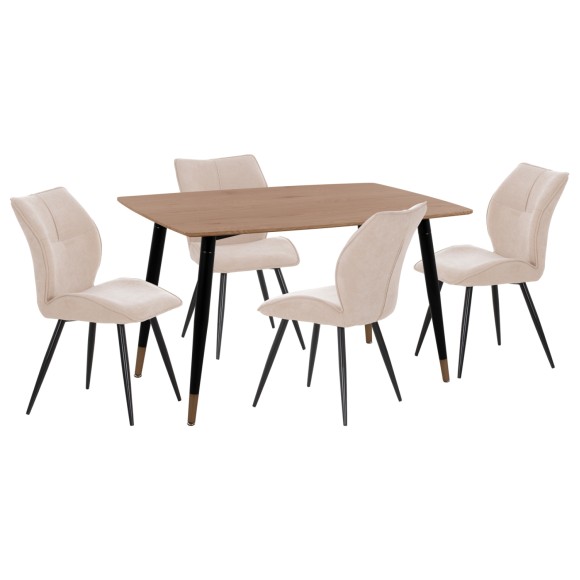 ΣΕΤ ΤΡΑΠΕΖΑΡΙΑΣ 5ΤΜΧ FB910847.02 MDF TOP ΦΥΣΙΚΟ--ΥΦΑΣΜΑ ΜΠΕΖ & ΜΕΤΑΛΛΟ ΜΑΥΡΟ