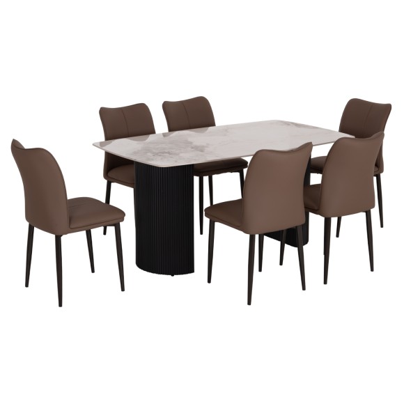 ΣΕΤ ΤΡΑΠΕΖΑΡΙΑΣ 7ΤΜΧ FB921362 ΚΕΡΑΜΙΚΟ TOP/MDF ΠΟΔΙΑ--PU ΚΑΦΕ/ΜΕΤΑΛ.ΠΟΔΙΑ