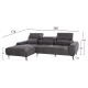 ΚΑΝΑΠΕΣ ΑΡΙΣΤΕΡΗ ΓΩΝΙΑ FB93267.12L ΓΚΡΙ ΥΦΑΣΜΑ 260x100-174x104Υεκ.