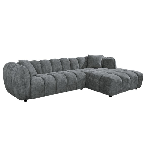 ΚΑΝΑΠΕΣ ΓΩΝΙΑ (ΔΕΞΙΑ) FB93326.01R ΓΚΡΙ ΥΦΑΣΜΑ 280x89-165(η γωνία)x70Υεκ