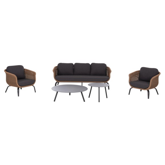 ΣΕΤ ΣΑΛΟΝΙ 5ΤΜΧ FB96555.01 ΓΚΡΙ ΑΛΟΥΜΙΝΙΟ & OLEFIN--TWIST WICKER ΣΕ ΦΥΣΙΚΟ
