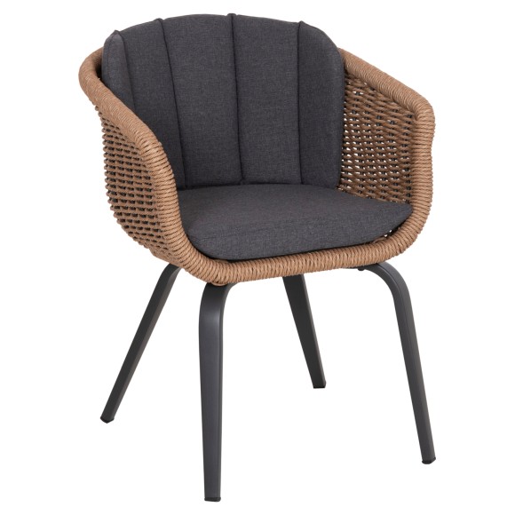 ΠΟΛΥΘΡΟΝΑ FB96559.01 ΑΛΟΥΜΙΝΙΟ & OLEFIN ΓΚΡΙ-TWIST WICKER 60x62x76Yεκ - 2τμχ